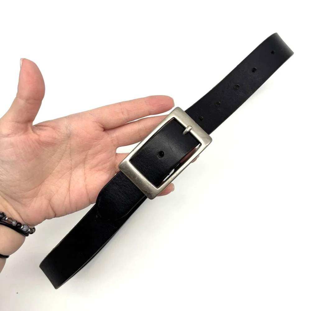 Vintage 90s J. Crew Black Genuine Leather Unisex Belt 26-32